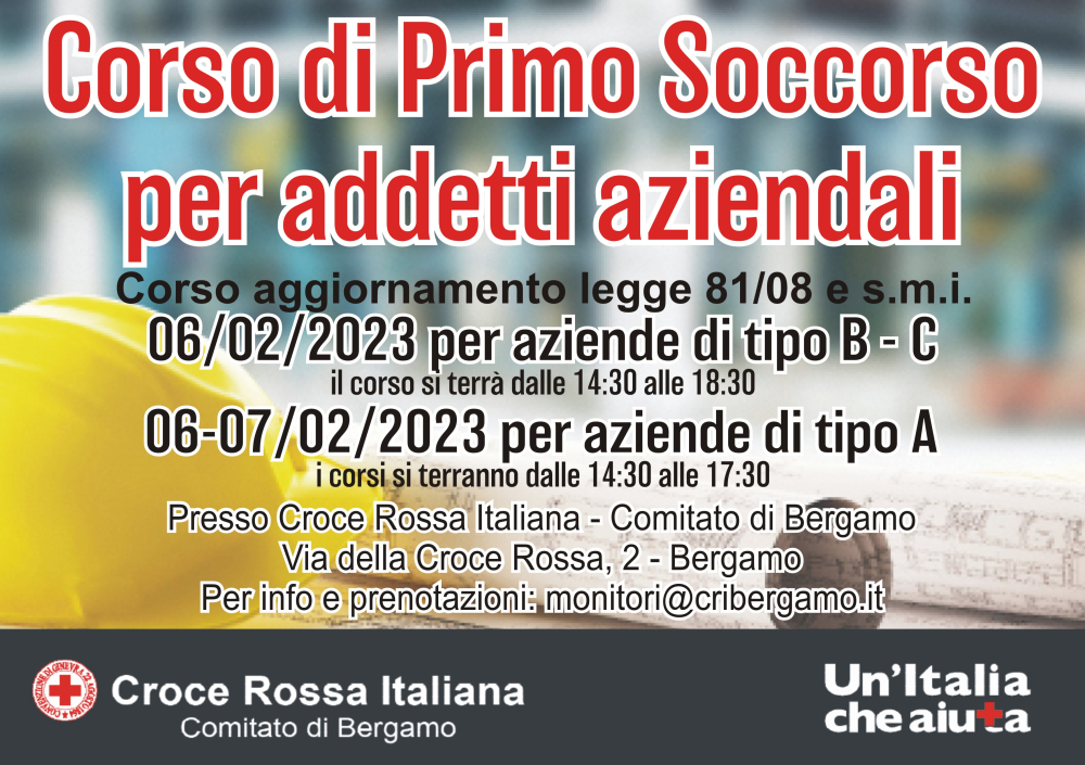 Primo soccorso per aziende AGGIORNAMENTO  L81-08 FEBBRAIO 23